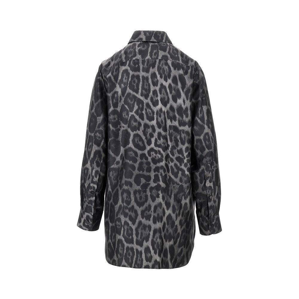 Leopard silk oversized shirt