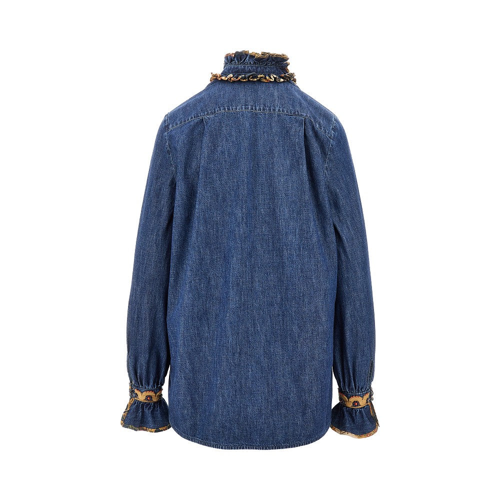 Embroidered denim blouse