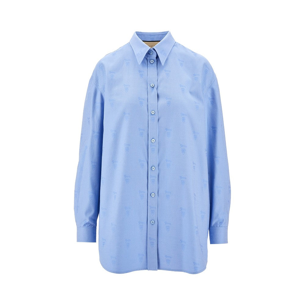 Camicia in cotone Oxford jacquard