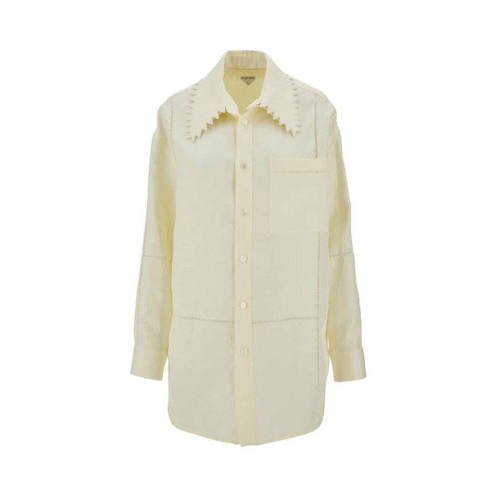 Camicia in lino con doppio colletto