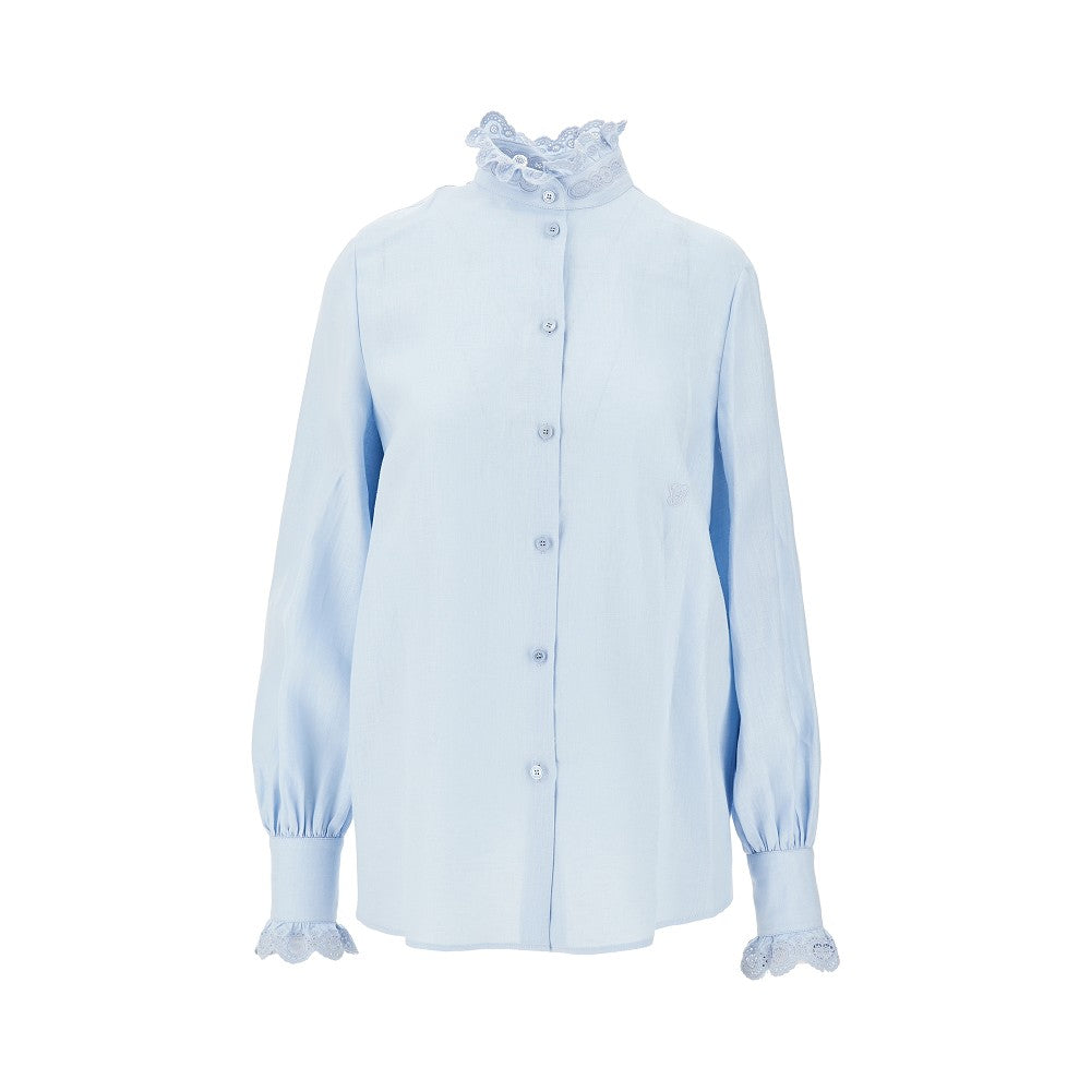 Camicia in lino con ricamo Sangallo