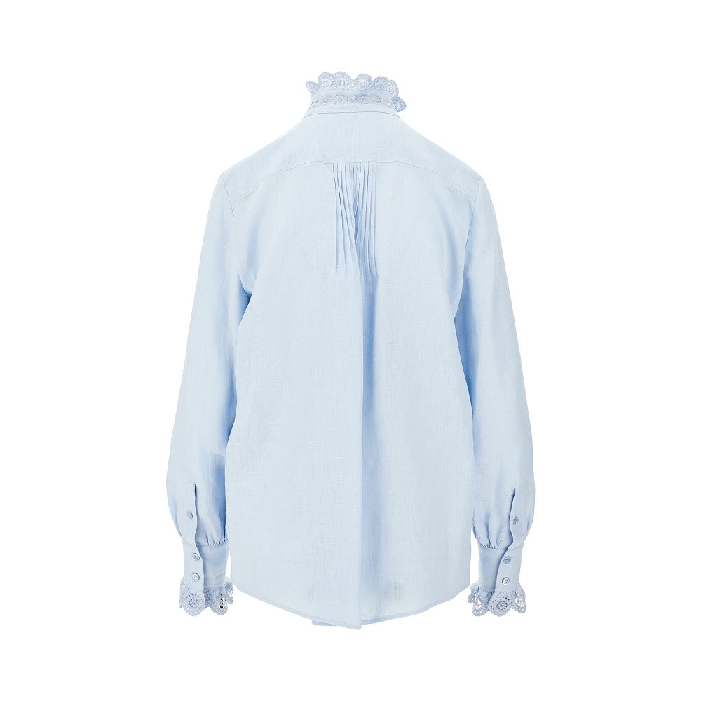 Camicia in lino con ricamo Sangallo