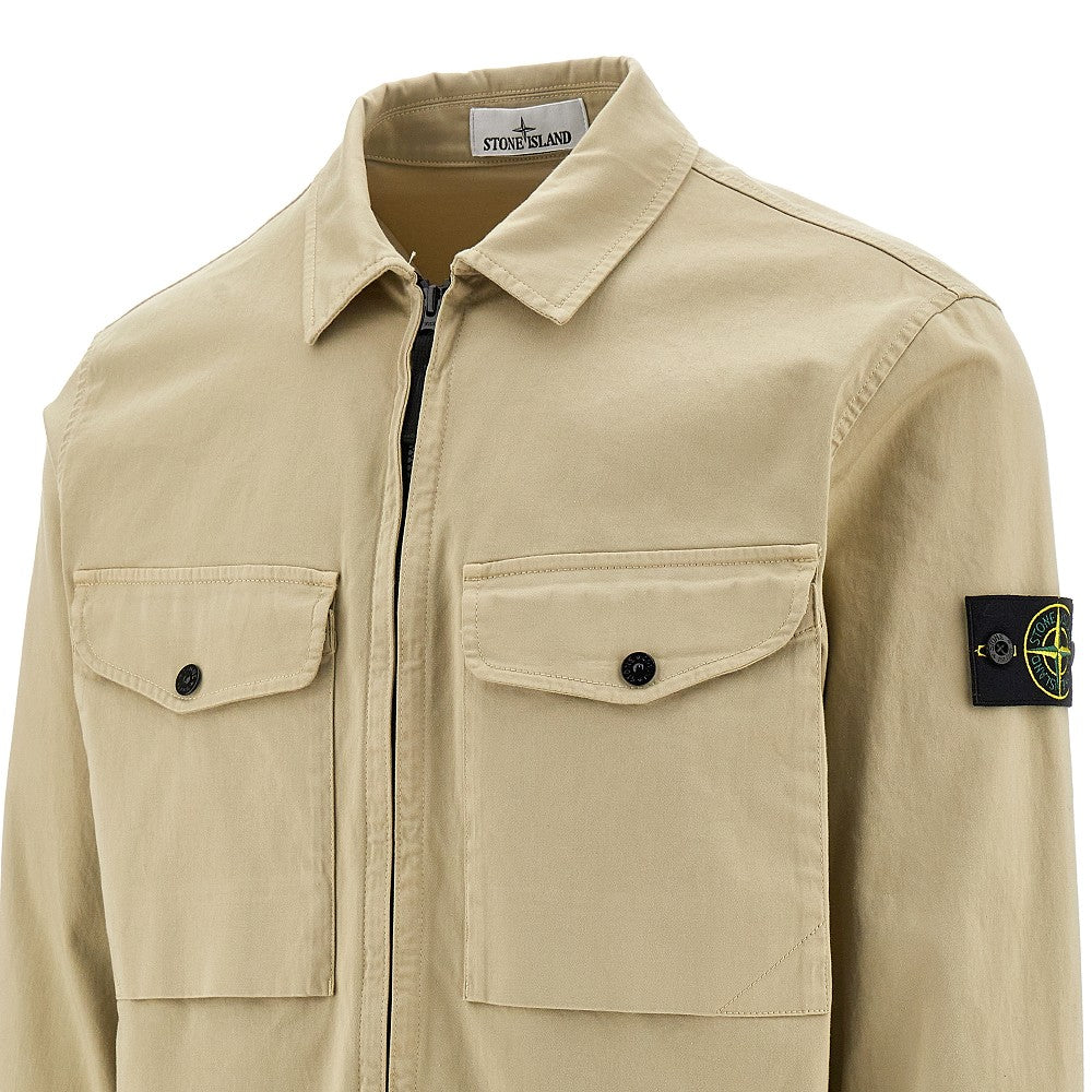 Overshirt in cotone stretch con zip