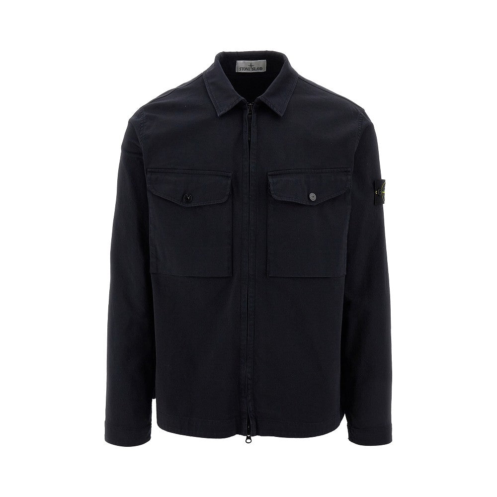 Overshirt in cotone stretch con zip