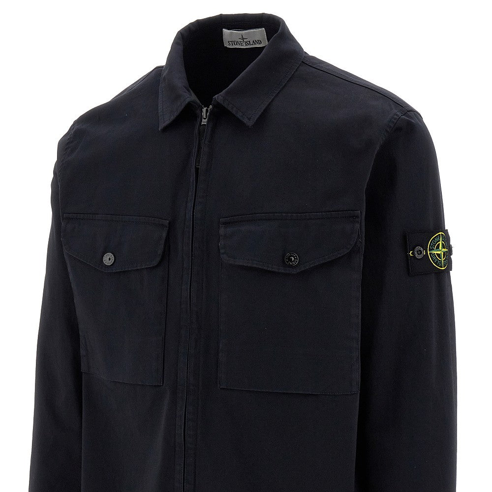 Overshirt in cotone stretch con zip
