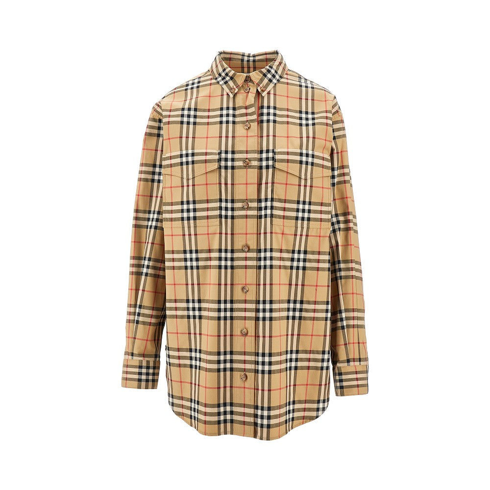 Camicia oversize in popeline stretch Check