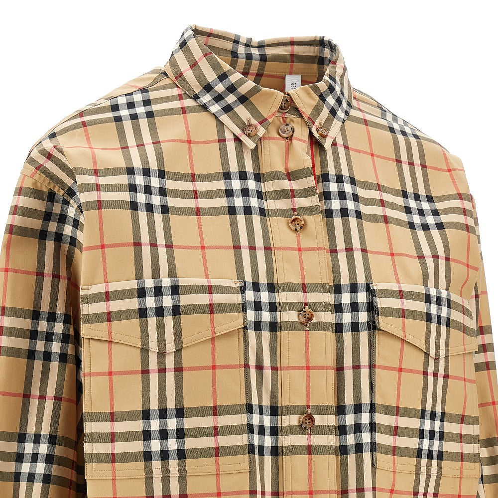 Camicia oversize in popeline stretch Check