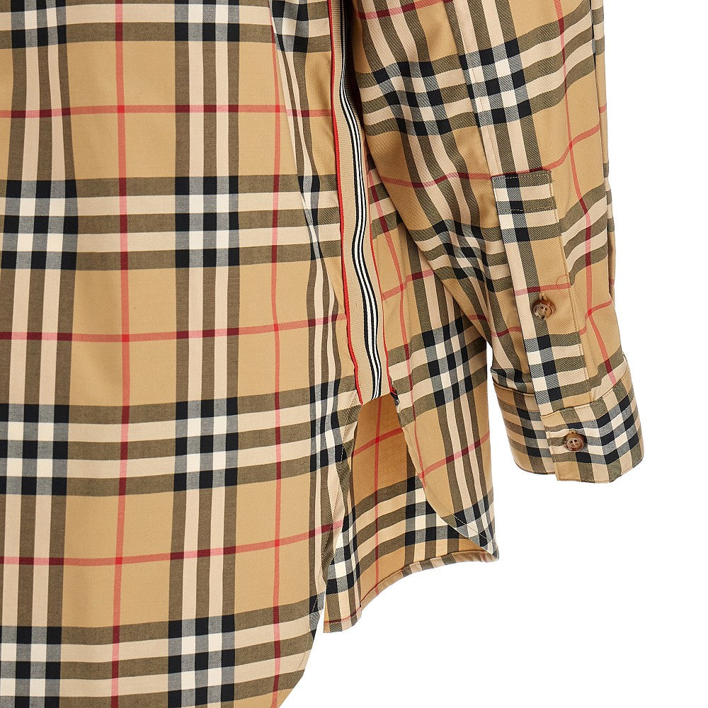 Camicia oversize in popeline stretch Check