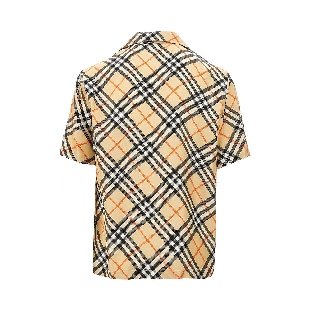 Check silk short-sleeved shirt