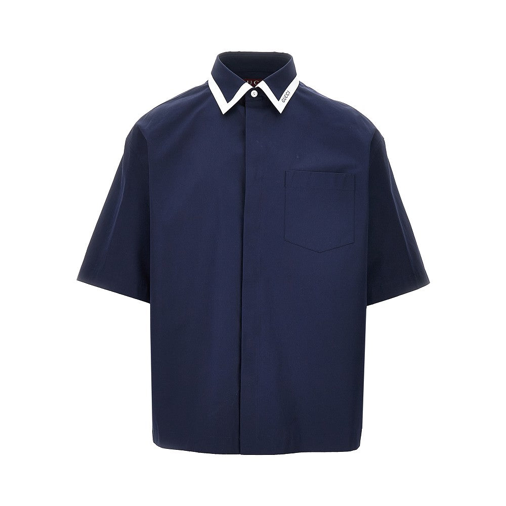 Poplin shirt with collar logo