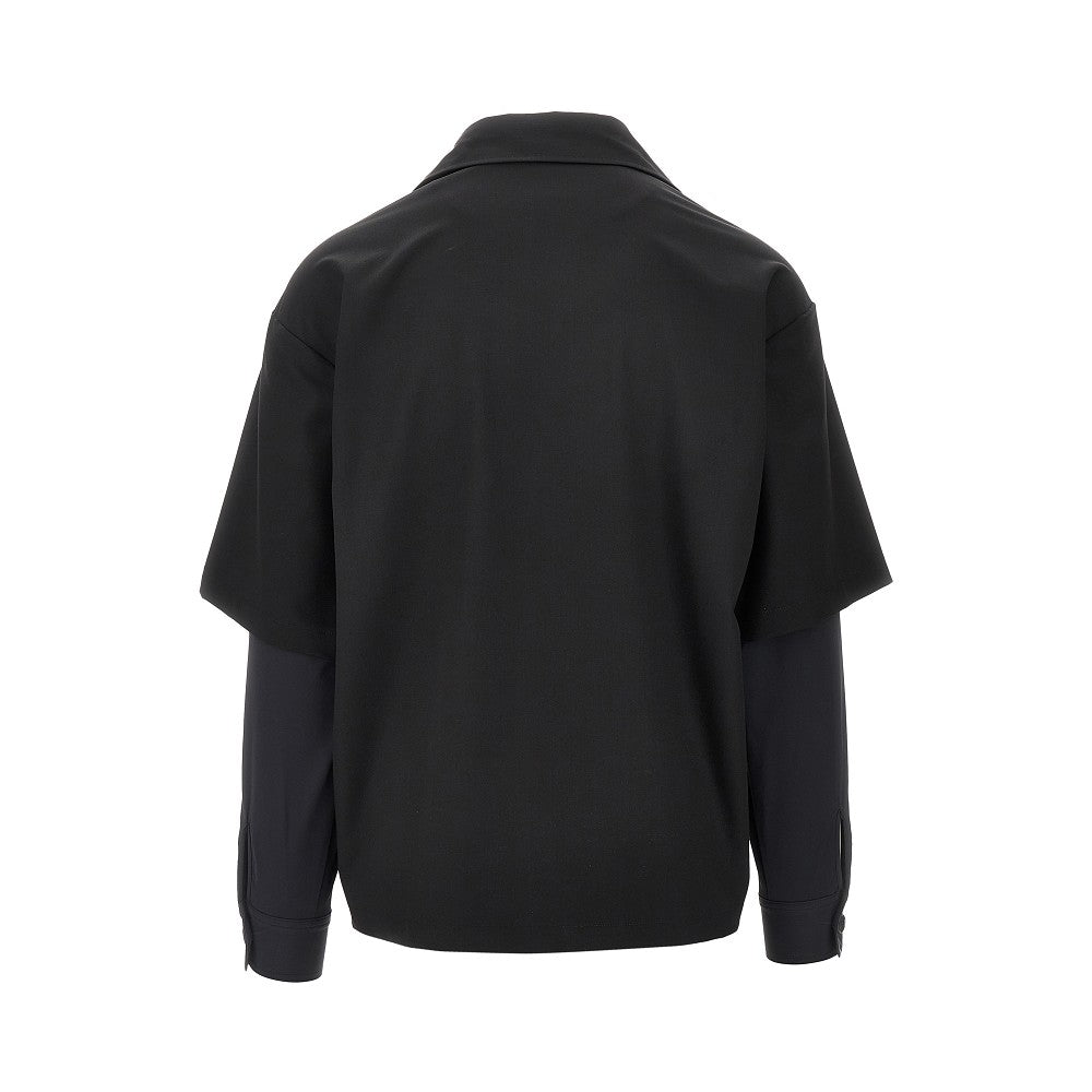 Wool-blend double-layer effect shirt