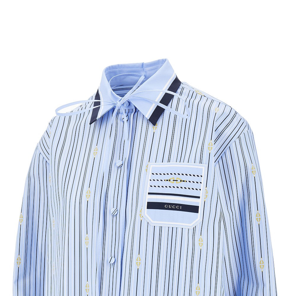 Horsebit striped poplin shirt