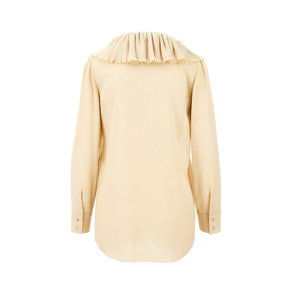 Ruffled silk crepe blouse
