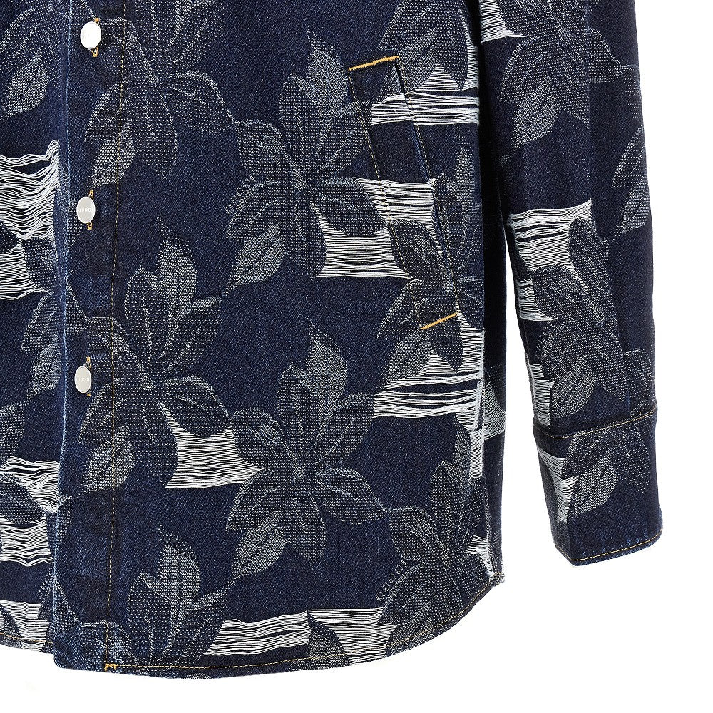 Overshirt in denim jacquard floreale