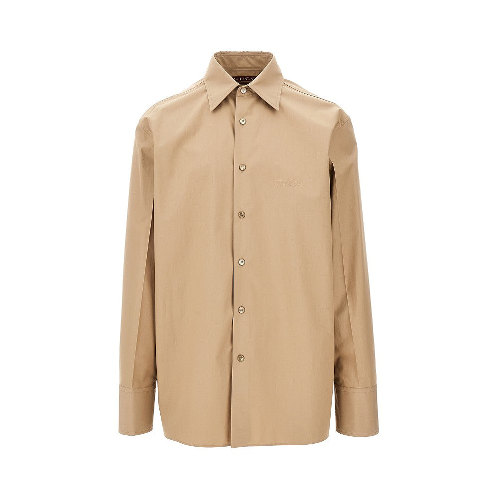Poplin shirt with embossed logo
