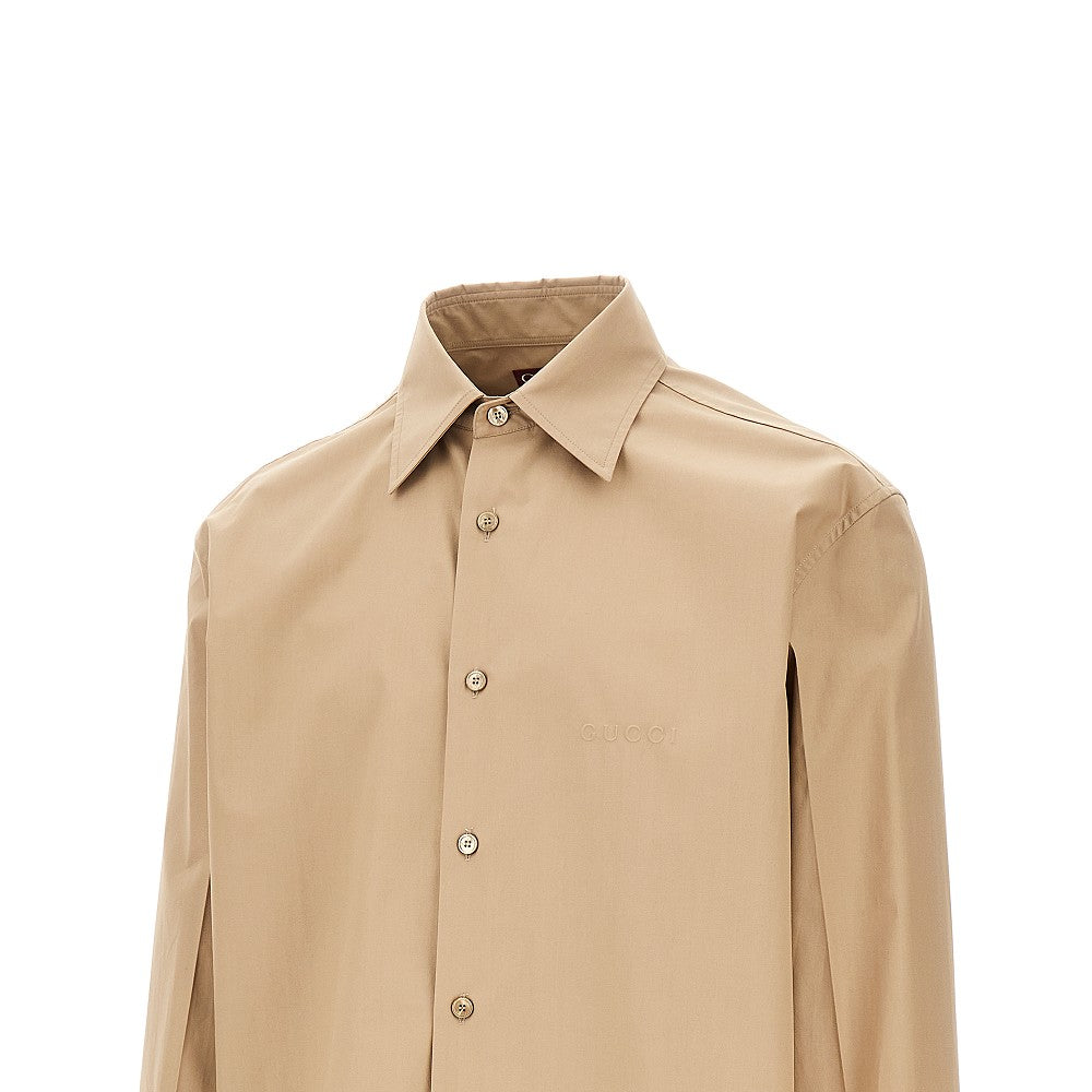 Poplin shirt with embossed logo