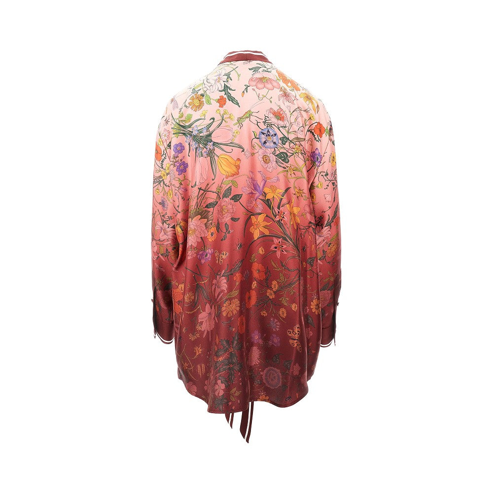 Camicia in seta stampata con collo lavallière
