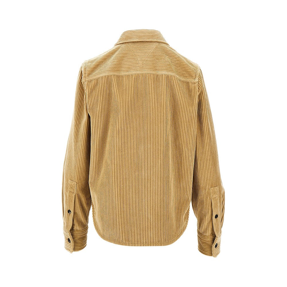Corduroy shirt with leather pocket