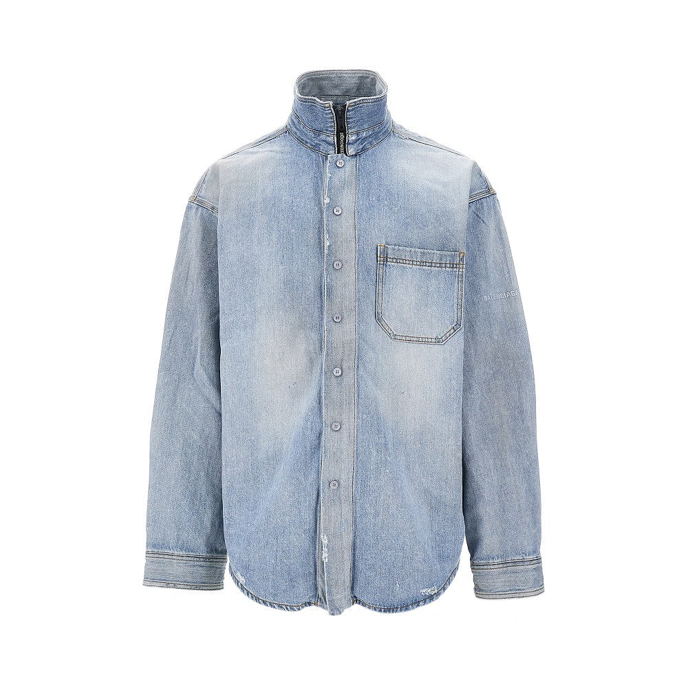 Denim shirt with zip closure