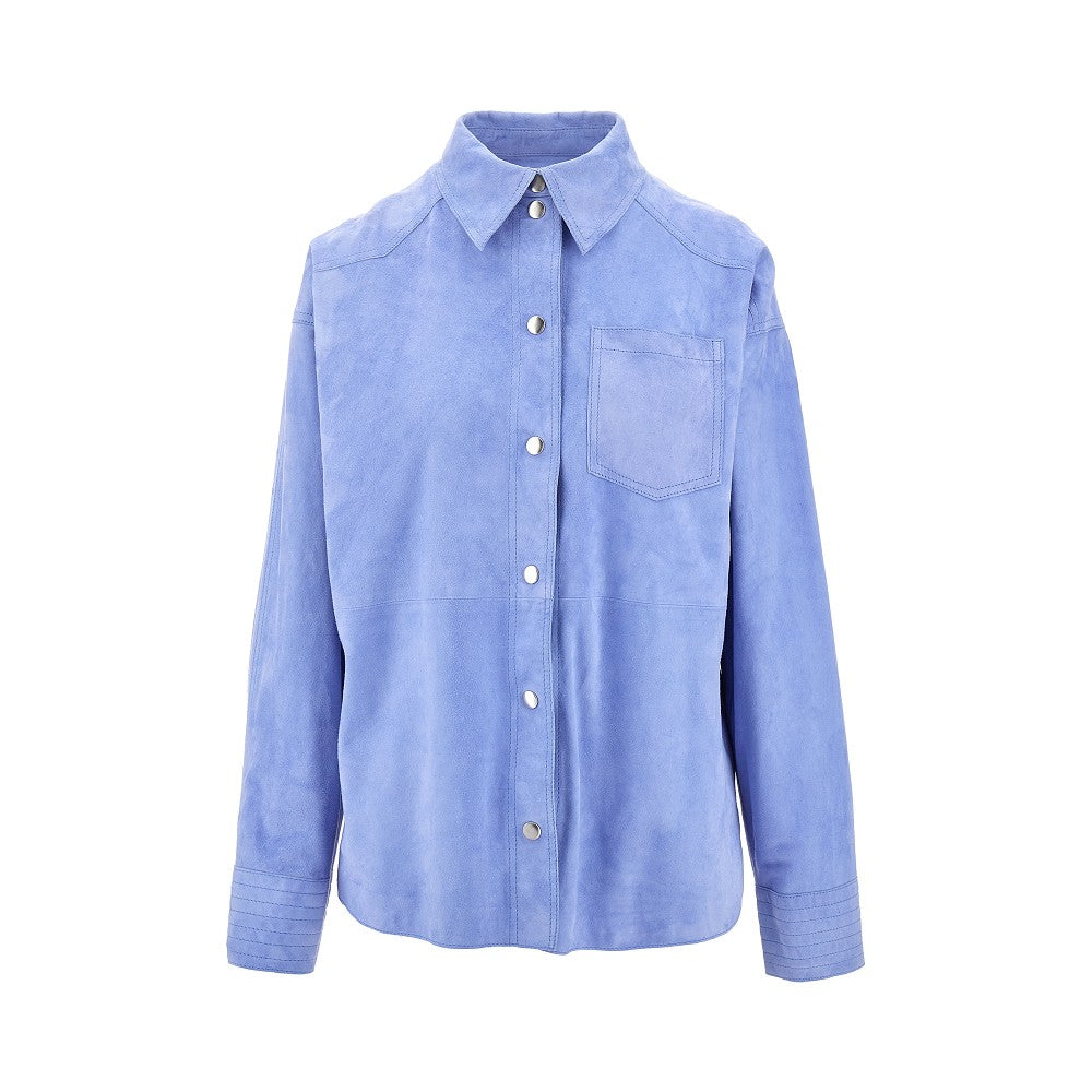 Overshirt in pelle scamosciata