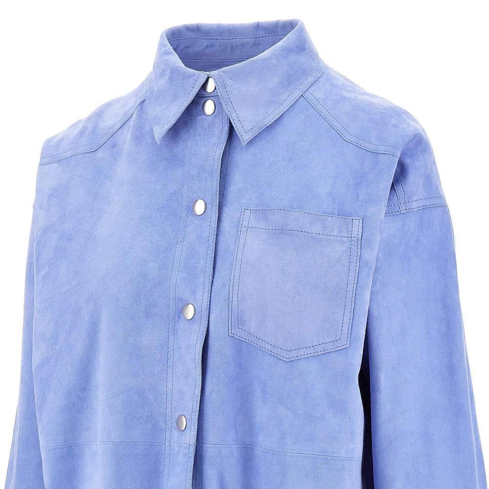 Overshirt in pelle scamosciata