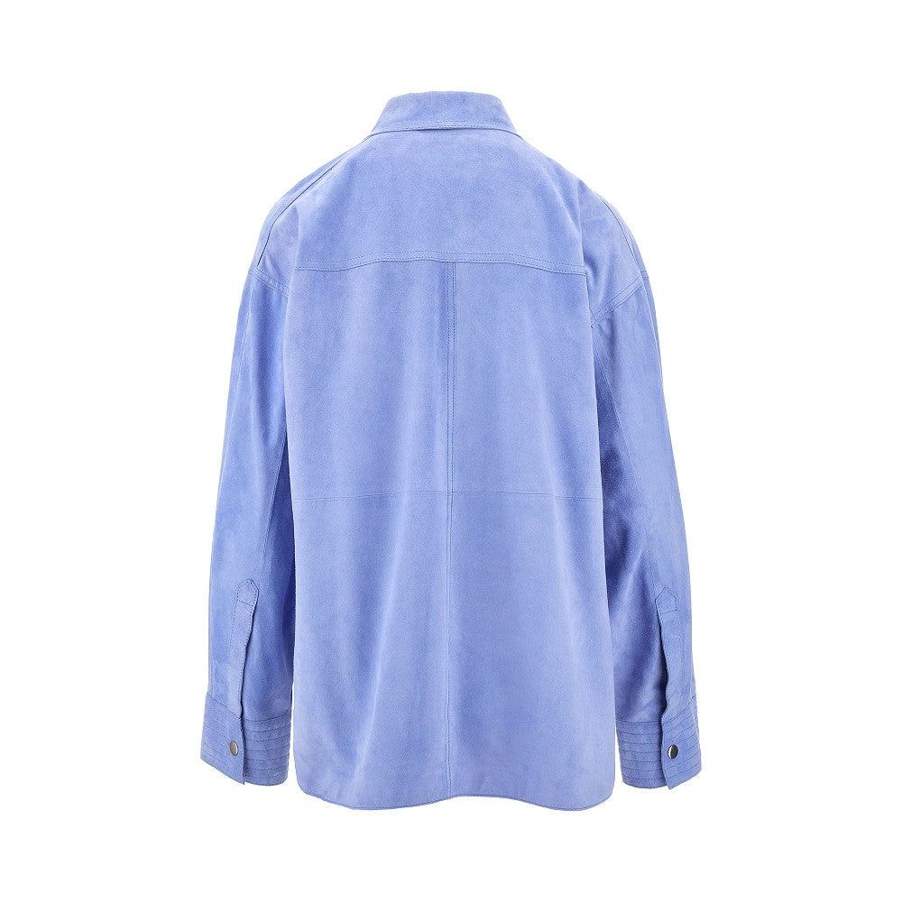 Overshirt in pelle scamosciata