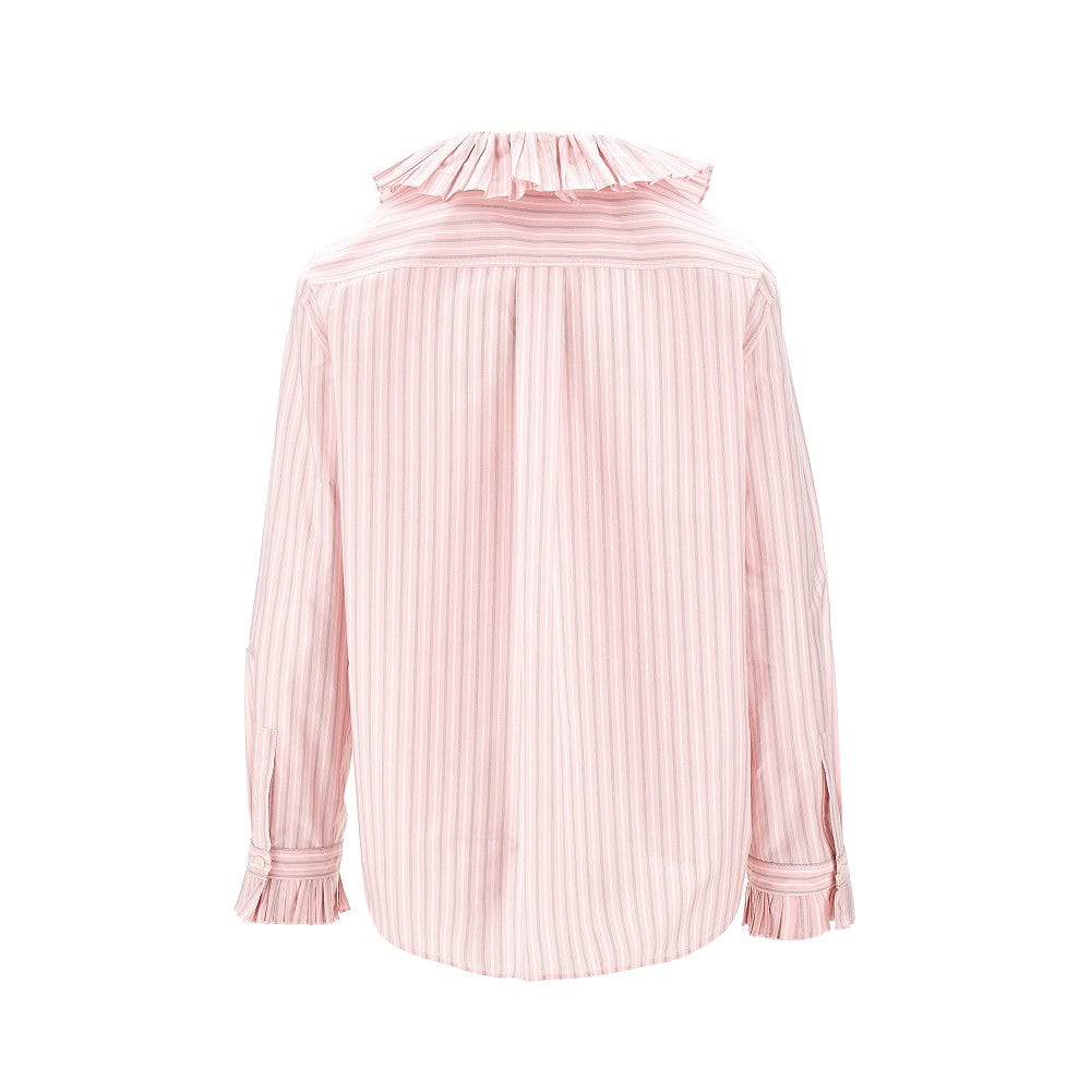 Camicia a righe con colletto plissé