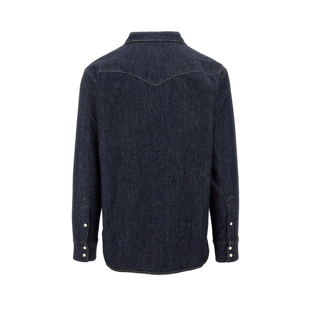 Camicia in denim di cotone e lino