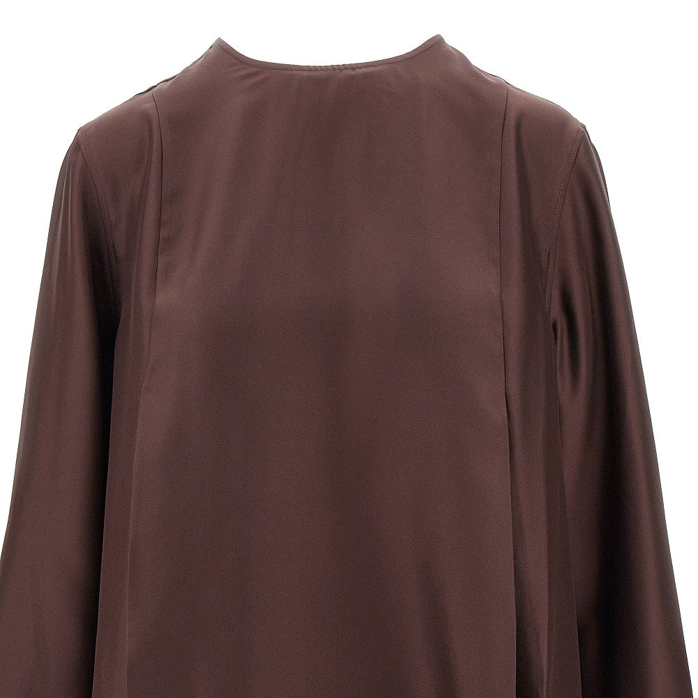 Silk twill crewneck blouse