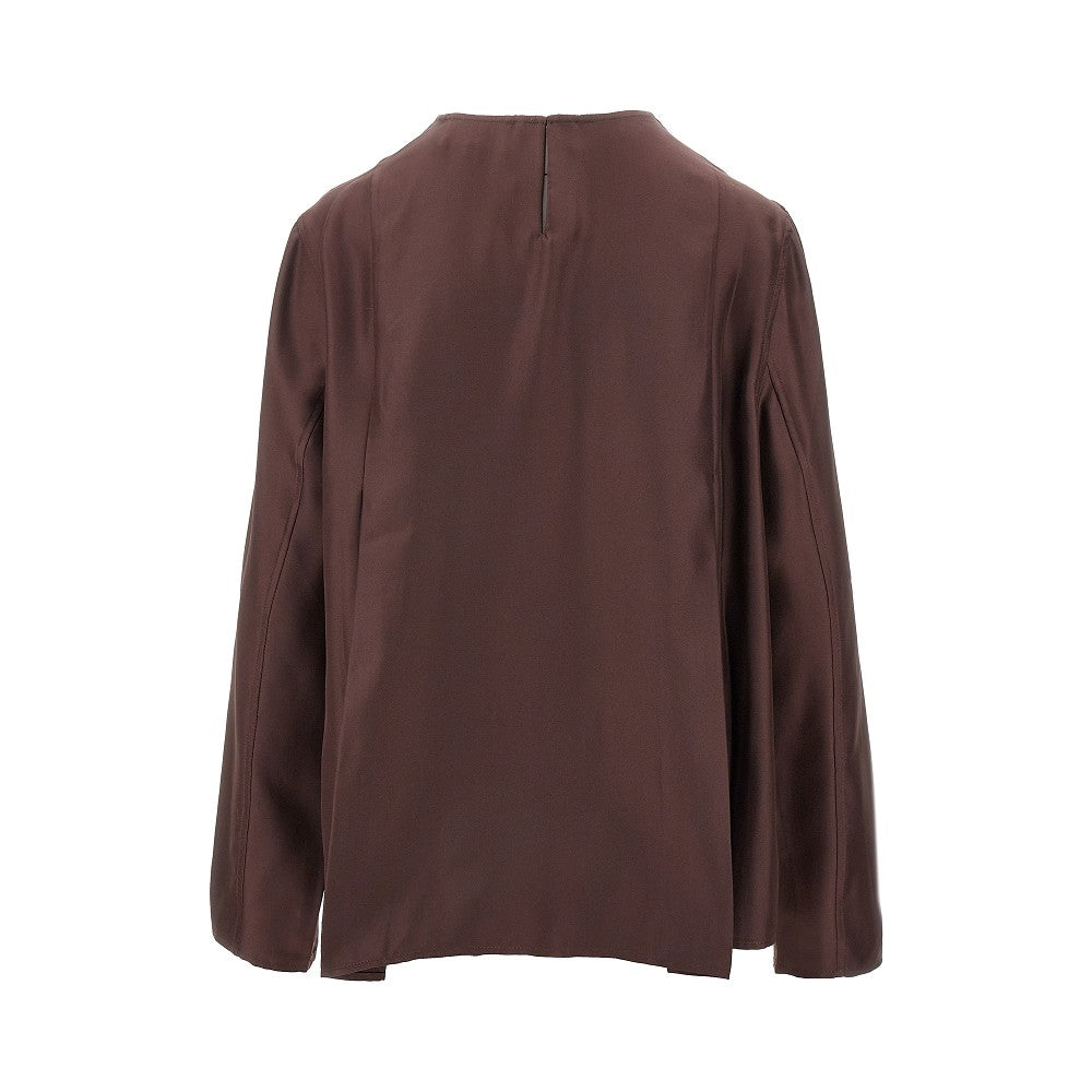 Blusa girocollo in twill di seta