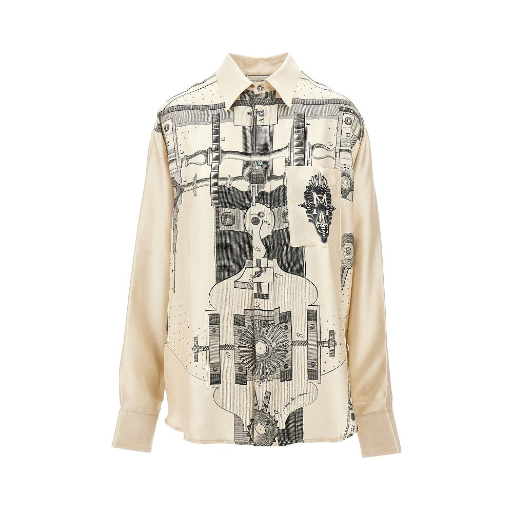 Silk twill printed shirt