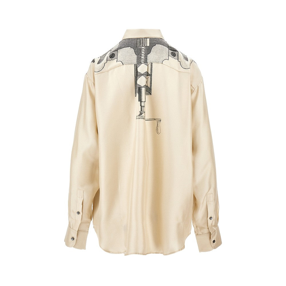 Silk twill printed shirt
