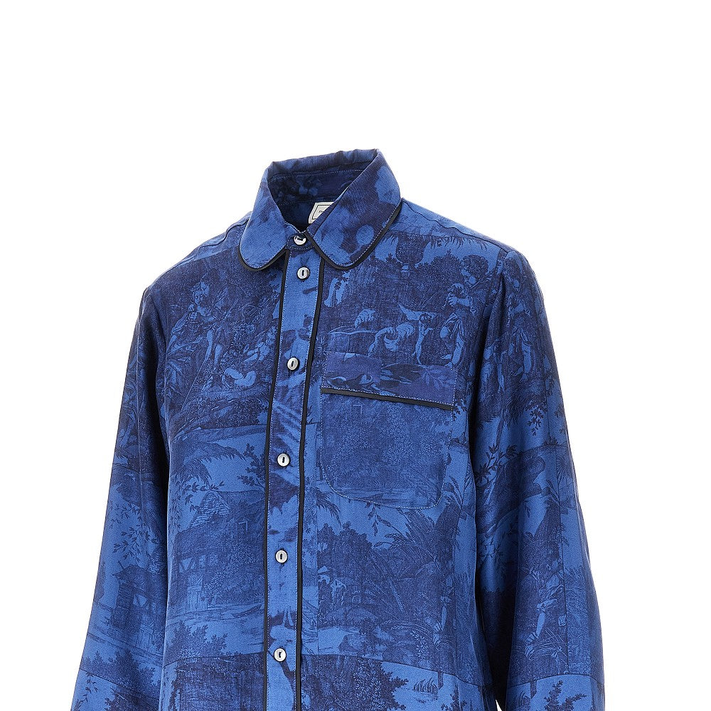 Toile de Jouy printed silk shirt