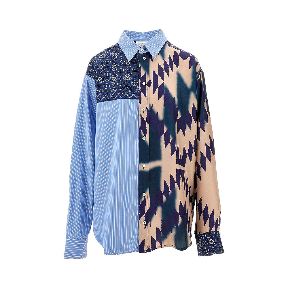 Camicia patchwork in cotone e seta