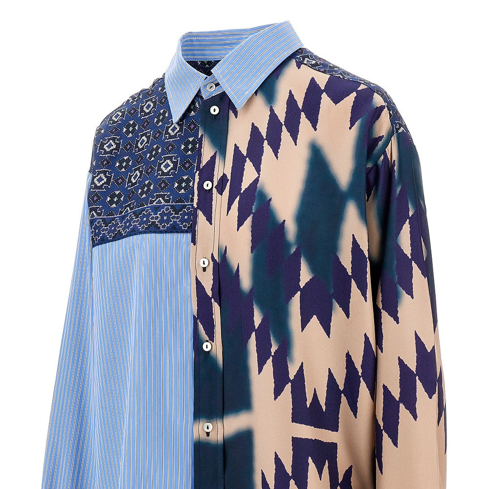 Camicia patchwork in cotone e seta