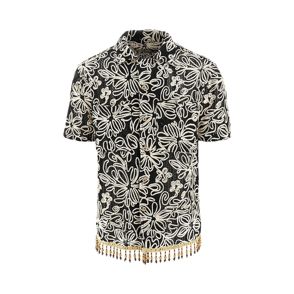 Camicia ricamata con frange in perline