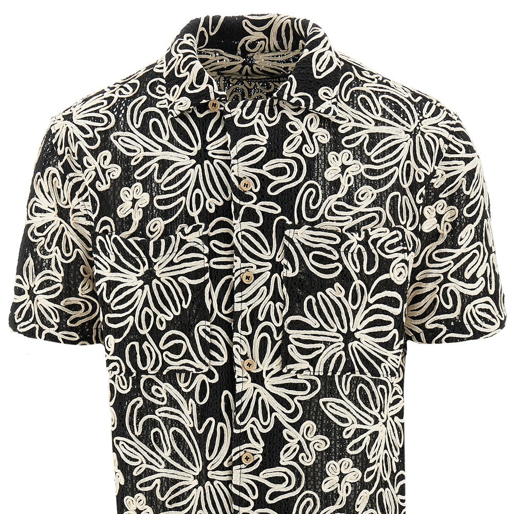 Camicia ricamata con frange in perline