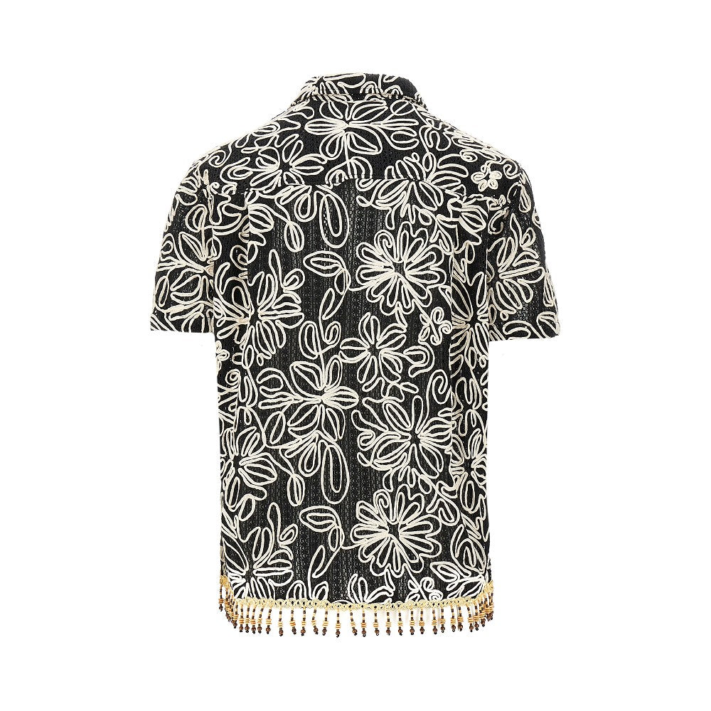 Camicia ricamata con frange in perline