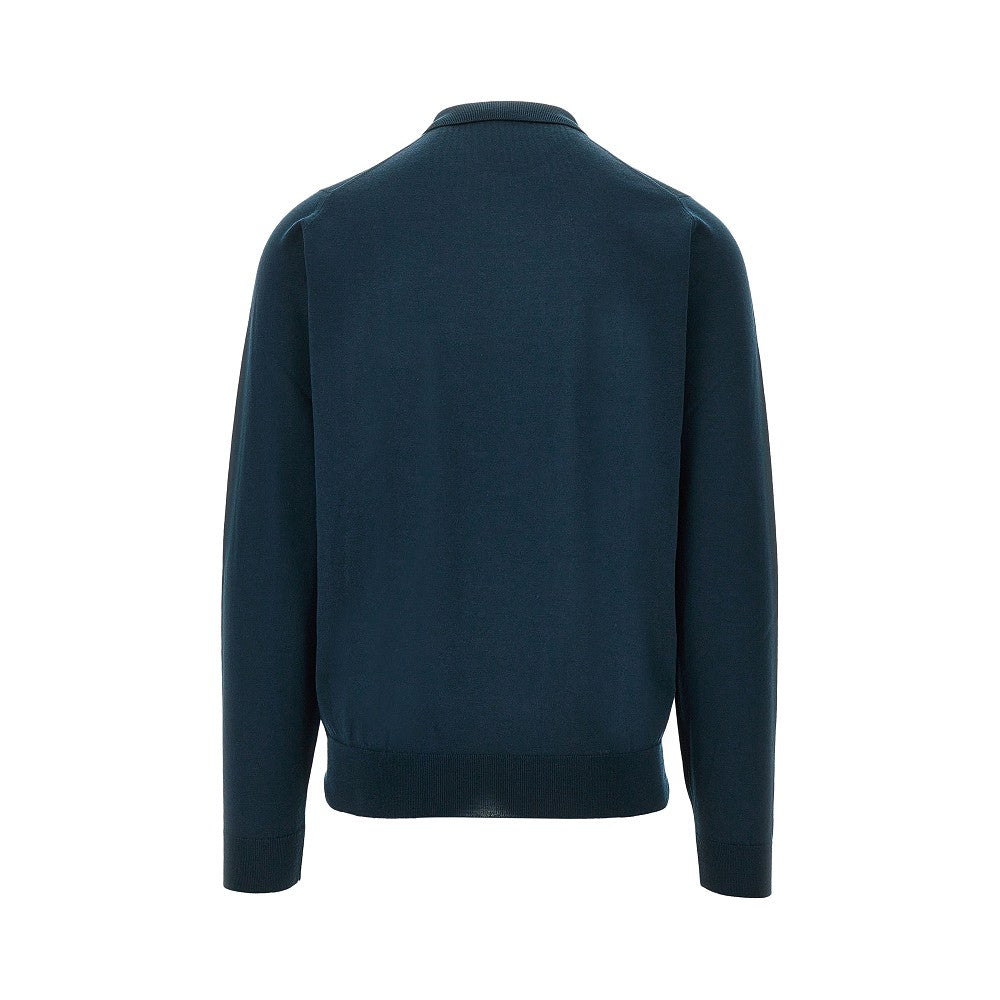 'Belper' Merino wool knitted polo shirt