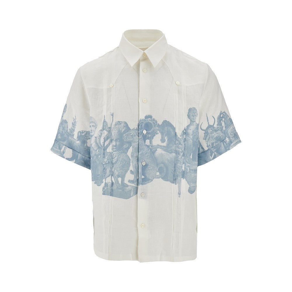 Hubert objects print linen shirt