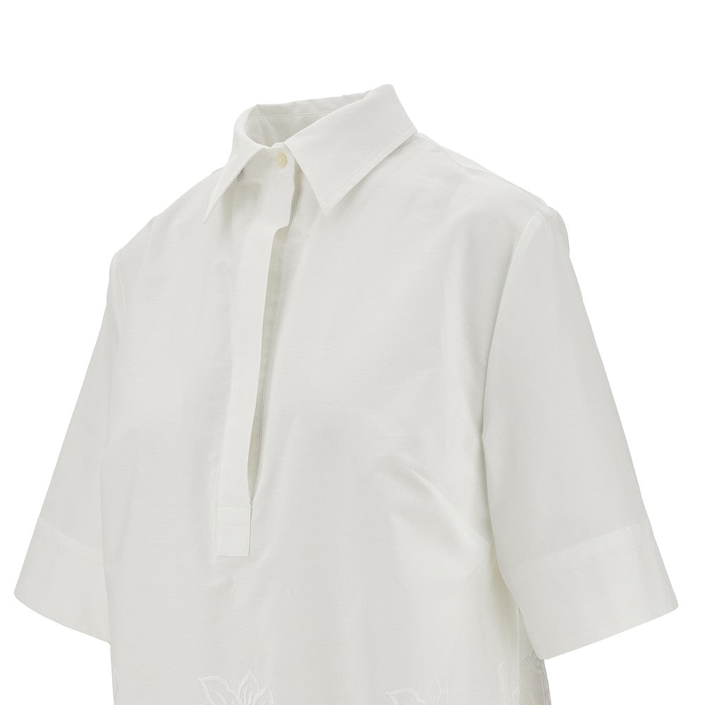 Poplin shirt with lace inserts