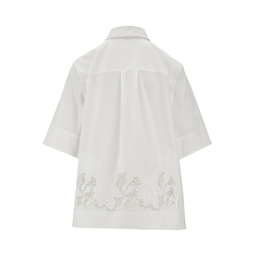 Poplin shirt with lace inserts