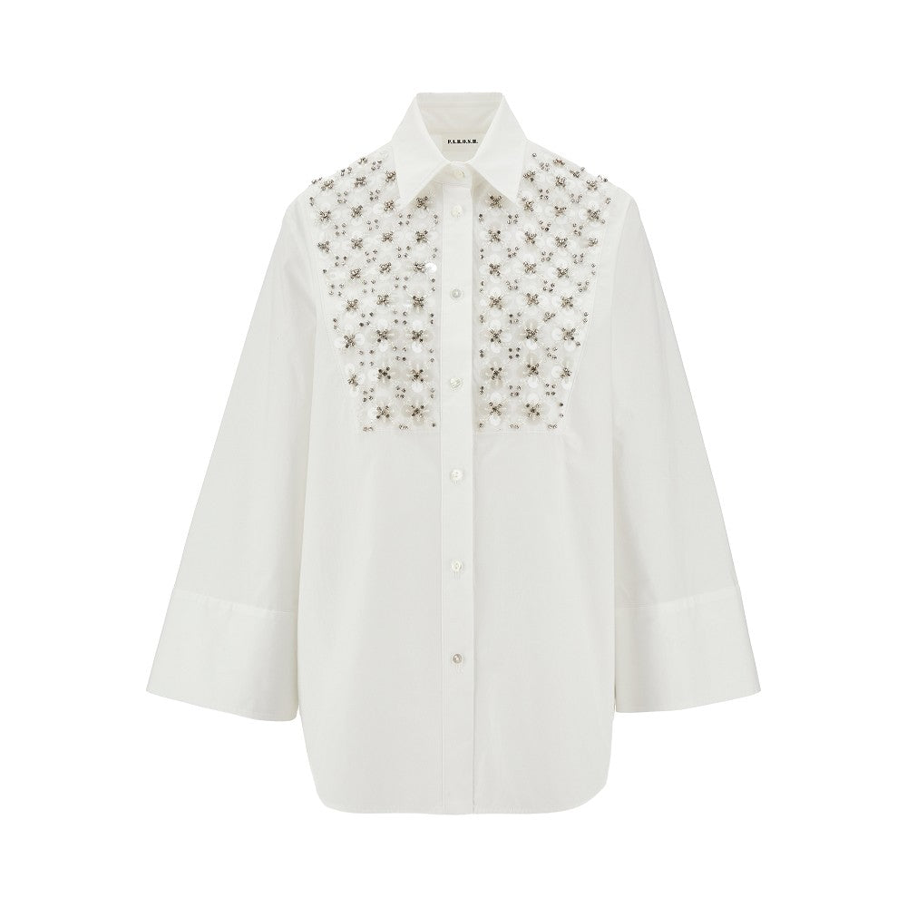 Camicia con plastron ricamato