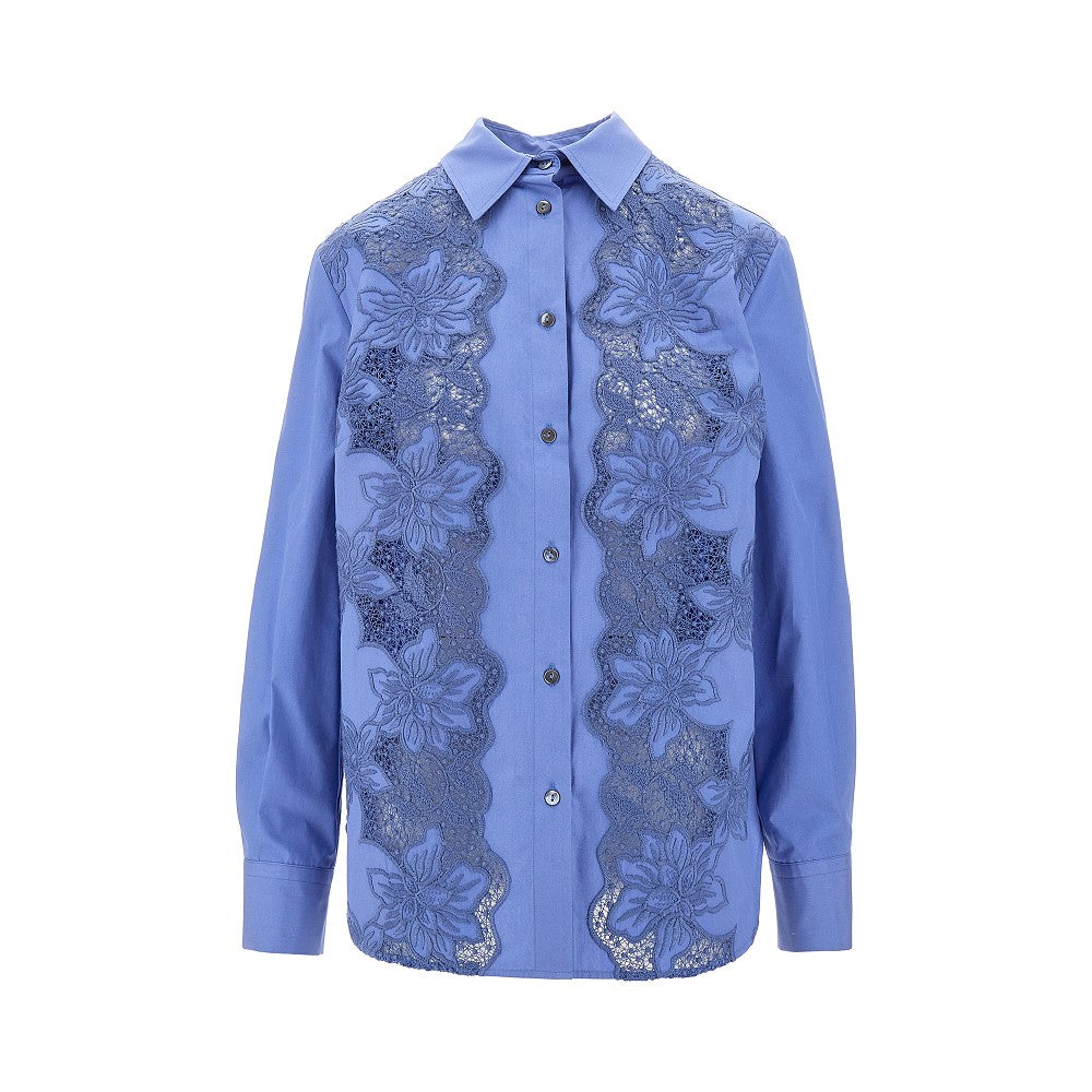 Poplin shirt with lace inserts