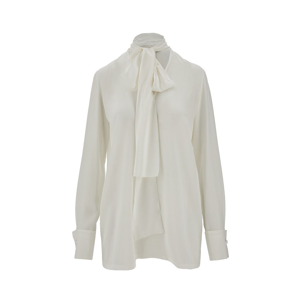 Silk shirt with bow collar