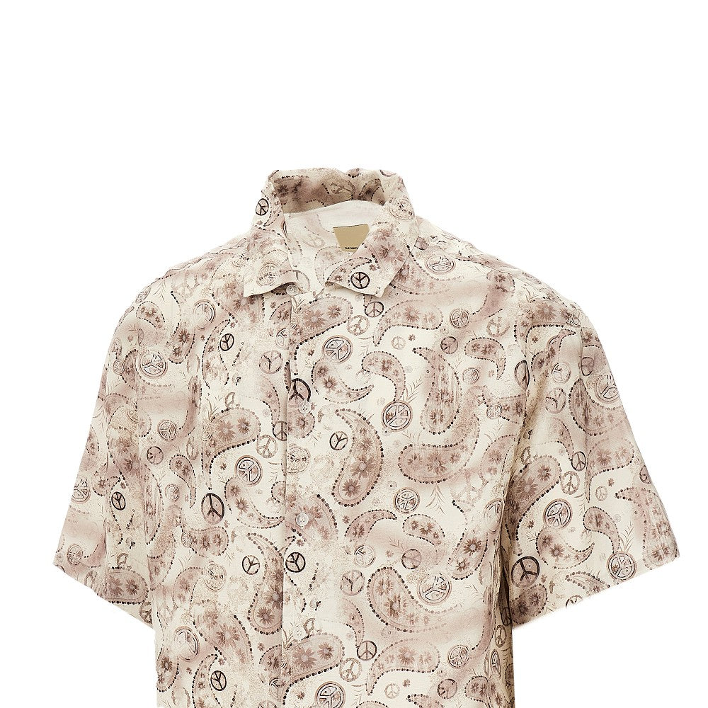 ASV Peace print viscose and linen blend shirt