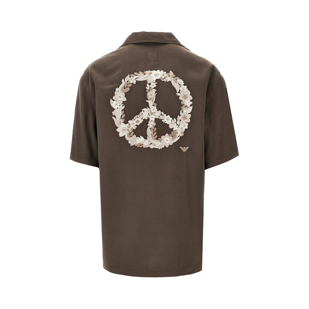 Camicia in misto modal con ricamo Peace