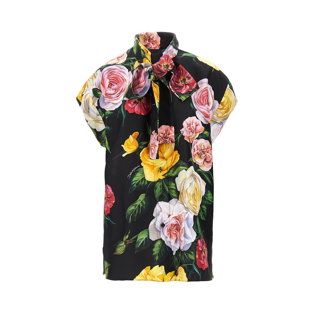 Camicia in seta stampa Peonie e Rose