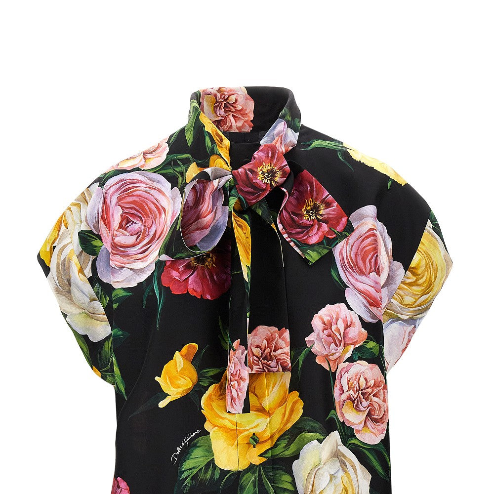 Camicia in seta stampa Peonie e Rose