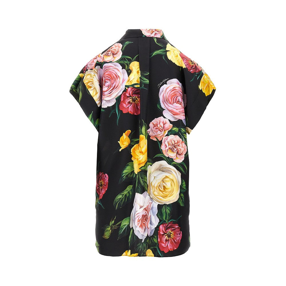 Camicia in seta stampa Peonie e Rose